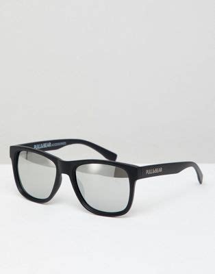 pull&bear square sunglasses in black with yellow lenses